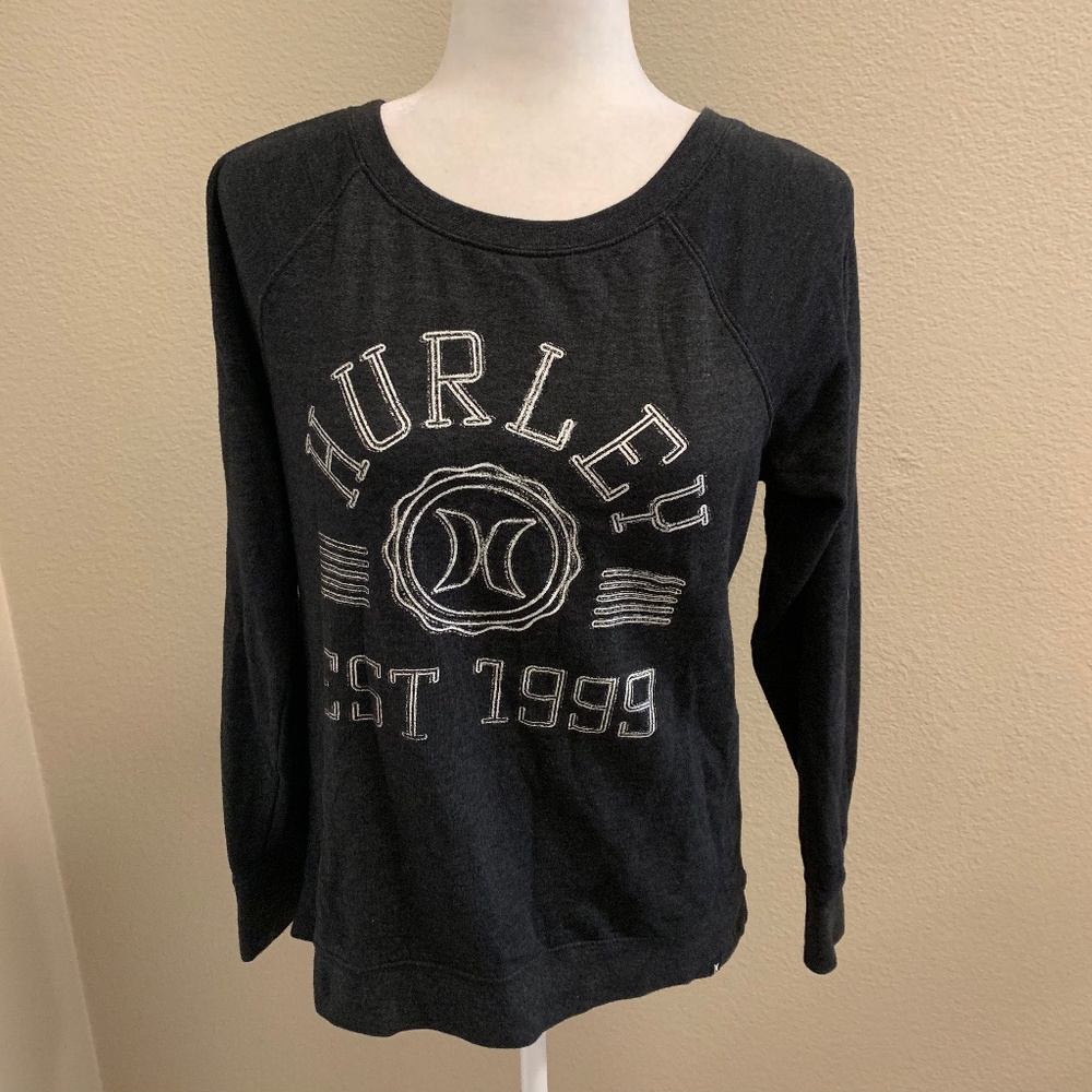 Hurley Charcoal Gray Doodle Logo Fleece Sweatshirt